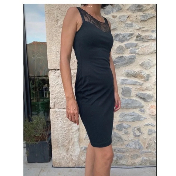 Dress black M sleeveless Etincelle lace - Picture 2 of 3